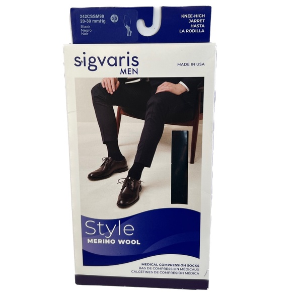 Sigvaris Well Being Knee High 15-20 mmHg Black B Sheer Compression Hoisery NEW - Picture 1 of 7